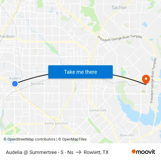 Audelia @ Summertree - S - Ns to Rowlett, TX map