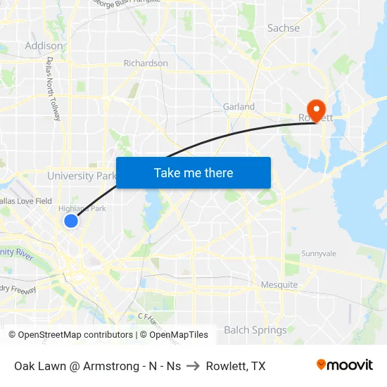 Oak Lawn @ Armstrong - N - Ns to Rowlett, TX map