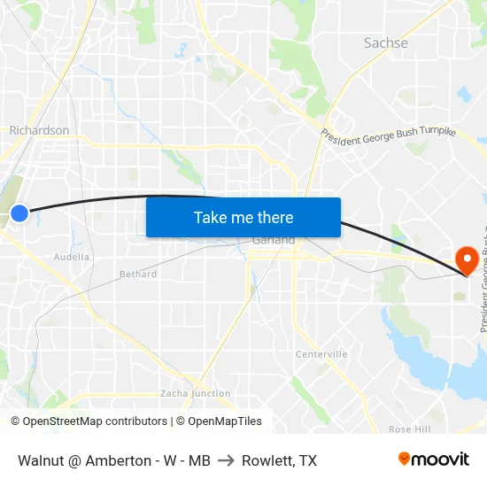 Walnut @ Amberton - W - MB to Rowlett, TX map