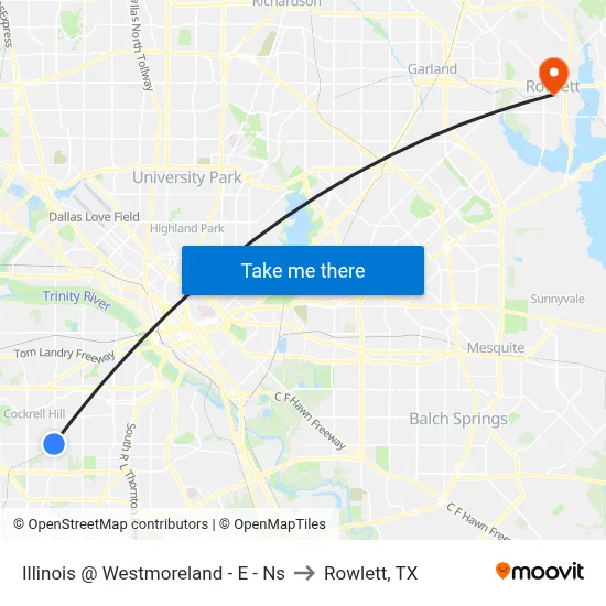 Illinois @ Westmoreland - E - Ns to Rowlett, TX map