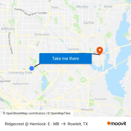 Ridgecrest @ Hemlock- E - MB to Rowlett, TX map