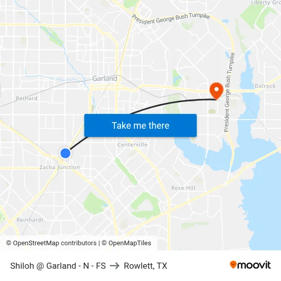 Shiloh @ Garland - N - FS to Rowlett, TX map