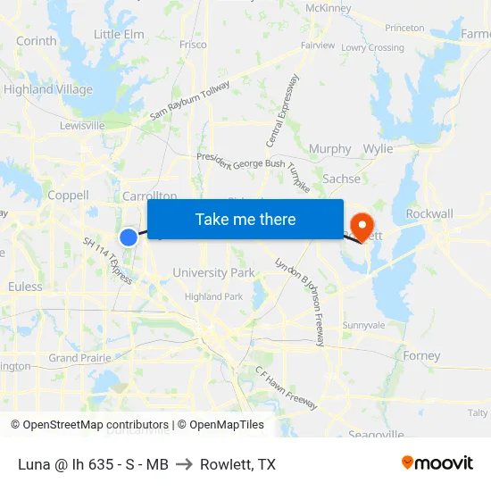 Luna @ Ih 635 - S - MB to Rowlett, TX map
