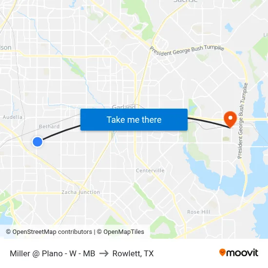 Miller @ Plano - W - MB to Rowlett, TX map