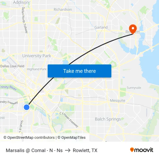 Marsalis @ Comal - N - Ns to Rowlett, TX map