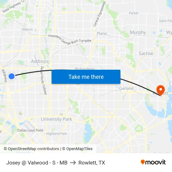Josey @ Valwood - S - MB to Rowlett, TX map