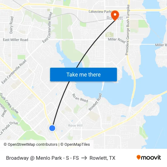 Broadway @ Menlo Park - S - FS to Rowlett, TX map
