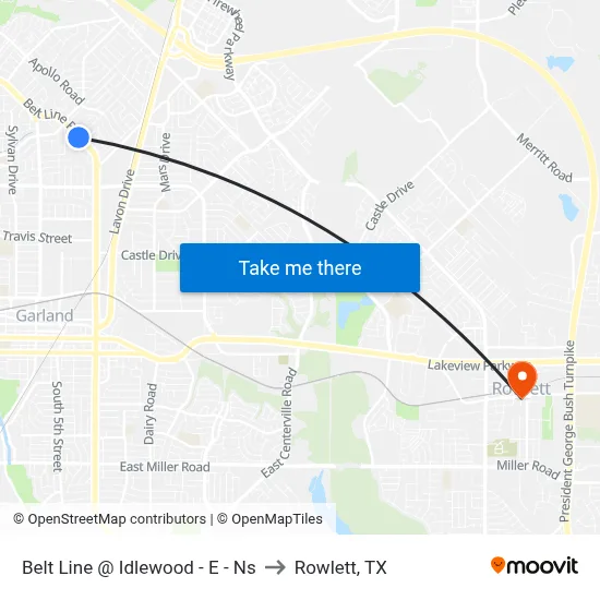 Belt Line @ Idlewood - E - Ns to Rowlett, TX map
