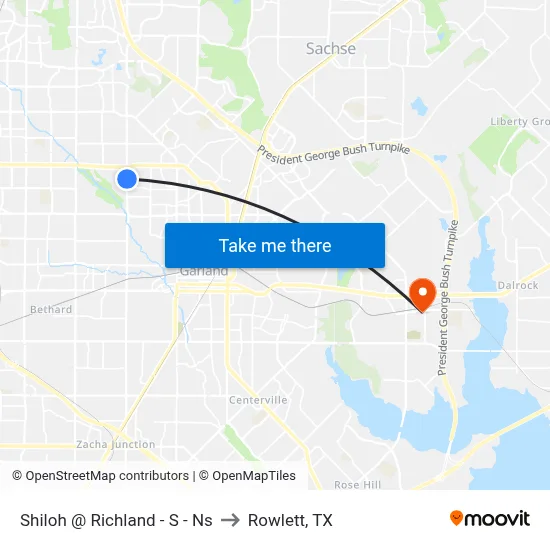 Shiloh @ Richland - S - Ns to Rowlett, TX map