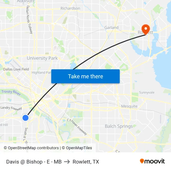 Davis @ Bishop - E - MB to Rowlett, TX map