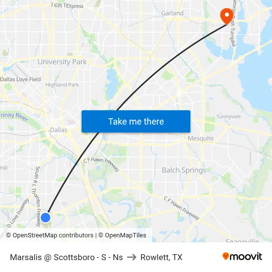 Marsalis @ Scottsboro - S - Ns to Rowlett, TX map