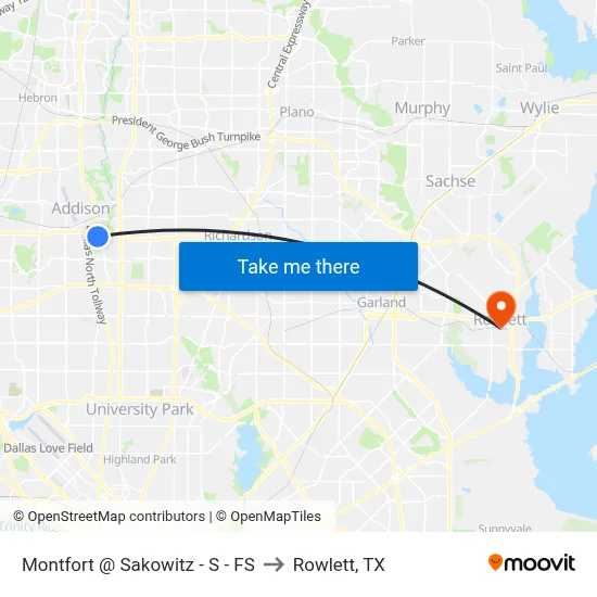 Montfort @ Sakowitz - S - FS to Rowlett, TX map