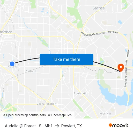 Audelia @ Forest - S - Mb1 to Rowlett, TX map
