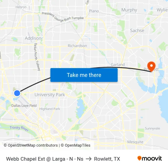 Webb Chapel Ext @ Larga - N - Ns to Rowlett, TX map