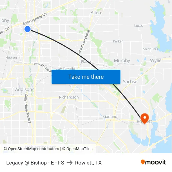 Legacy @ Bishop - E - FS to Rowlett, TX map