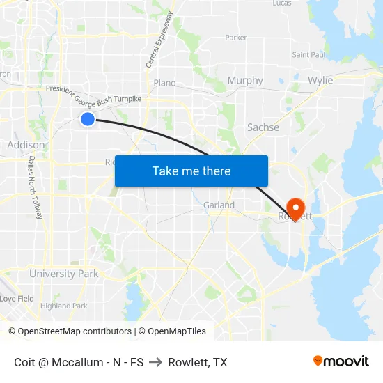 Coit @ Mccallum - N - FS to Rowlett, TX map