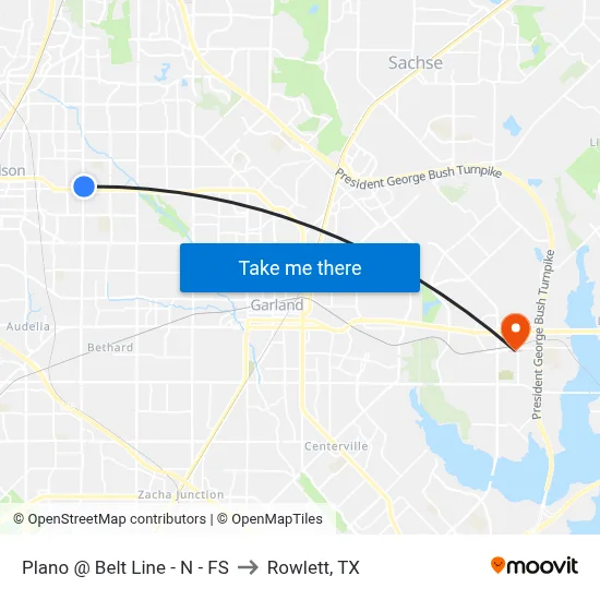 Plano @ Belt Line - N - FS to Rowlett, TX map