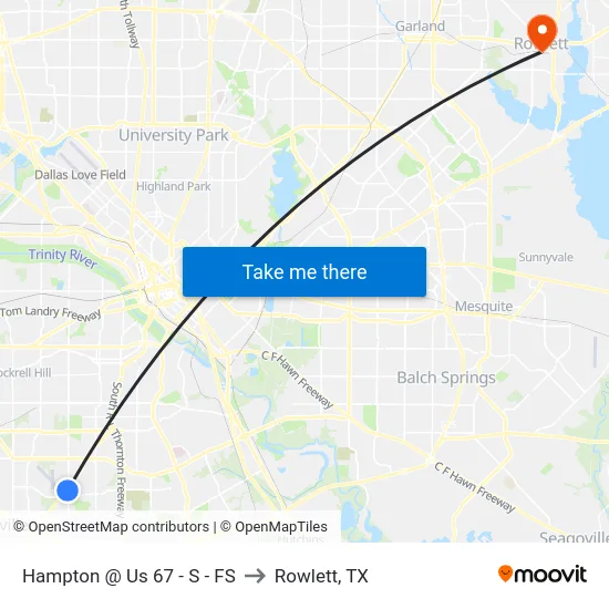 Hampton @ Us 67 - S - FS to Rowlett, TX map