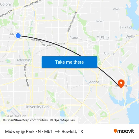 Midway @ Park - N - Mb1 to Rowlett, TX map