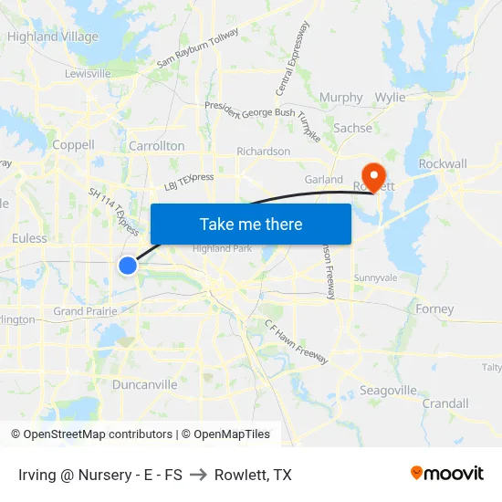 Irving @ Nursery - E - FS to Rowlett, TX map