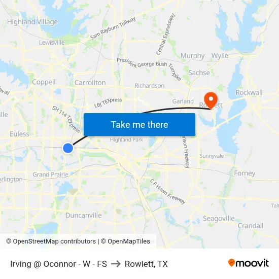 Irving @ Oconnor - W - FS to Rowlett, TX map