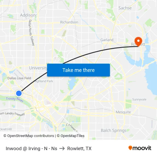 Inwood @ Irving - N - Ns to Rowlett, TX map