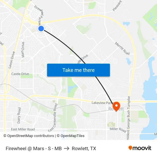 Firewheel @ Mars - S - MB to Rowlett, TX map