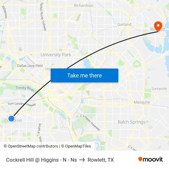 Cockrell Hill @ Higgins - N - Ns to Rowlett, TX map