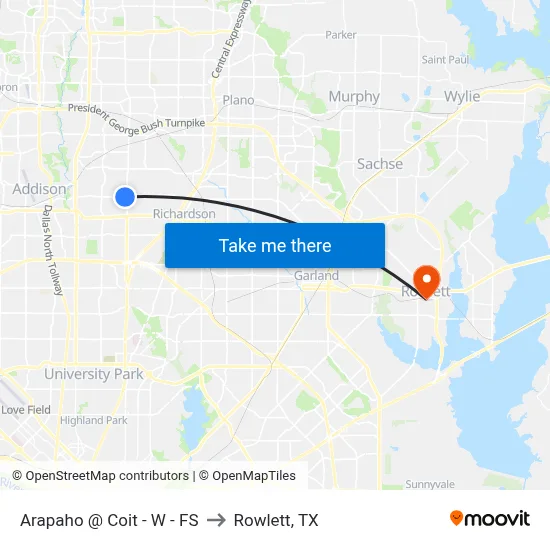 Arapaho @ Coit - W - FS to Rowlett, TX map