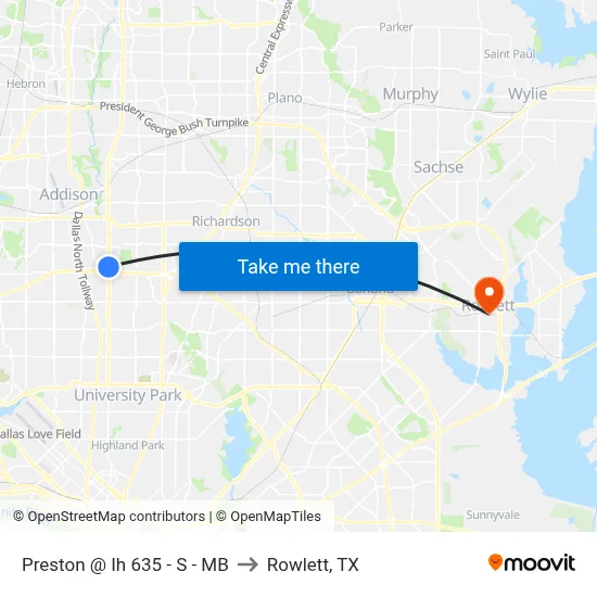Preston @ Ih 635 - S - MB to Rowlett, TX map