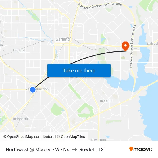 Northwest @ Mccree - W - Ns to Rowlett, TX map