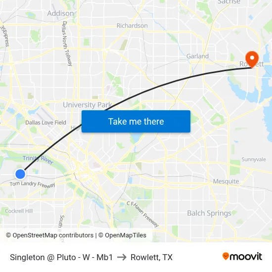 Singleton @ Pluto - W - Mb1 to Rowlett, TX map