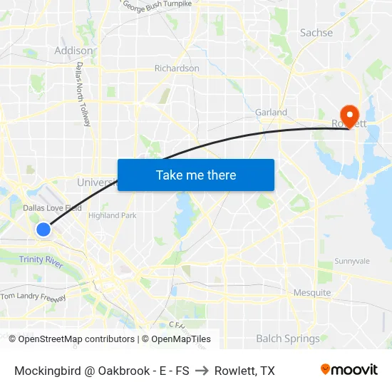Mockingbird @ Oakbrook - E - FS to Rowlett, TX map