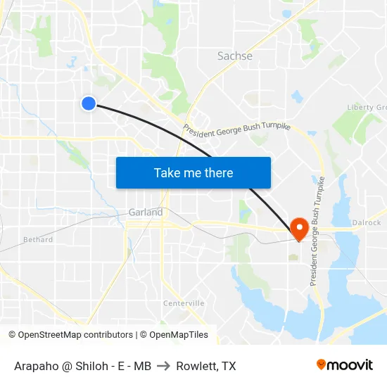 Arapaho @ Shiloh - E - MB to Rowlett, TX map