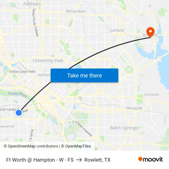 Ft Worth @ Hampton - W - FS to Rowlett, TX map