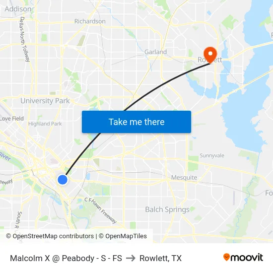 Malcolm X @ Peabody - S - FS to Rowlett, TX map