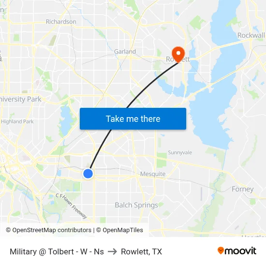 Military @ Tolbert - W - Ns to Rowlett, TX map