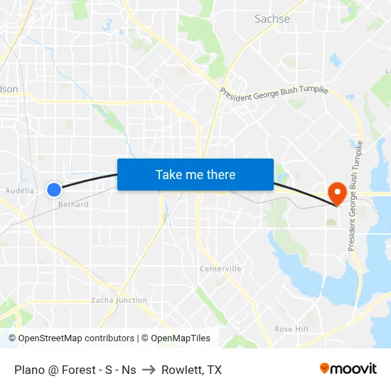Plano @ Forest - S - Ns to Rowlett, TX map