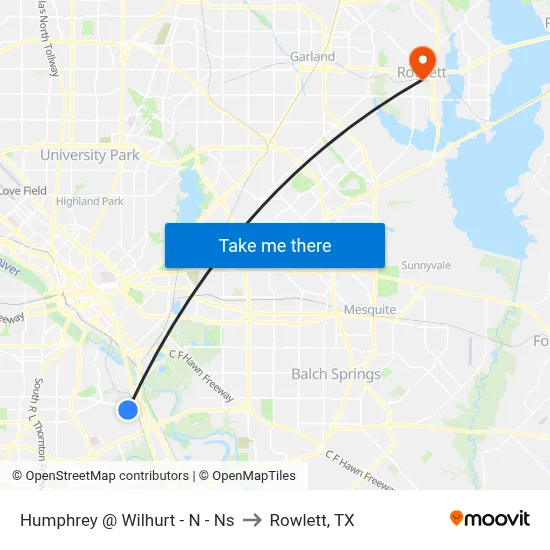 Humphrey @ Wilhurt - N - Ns to Rowlett, TX map