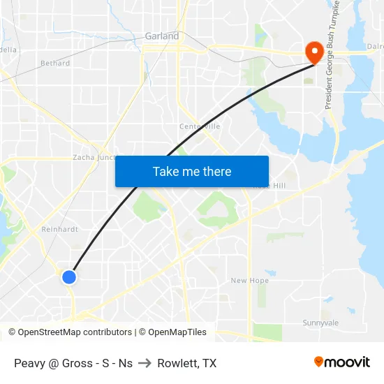 Peavy @ Gross - S - Ns to Rowlett, TX map