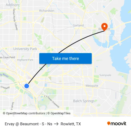 Ervay @ Beaumont - S - Ns to Rowlett, TX map