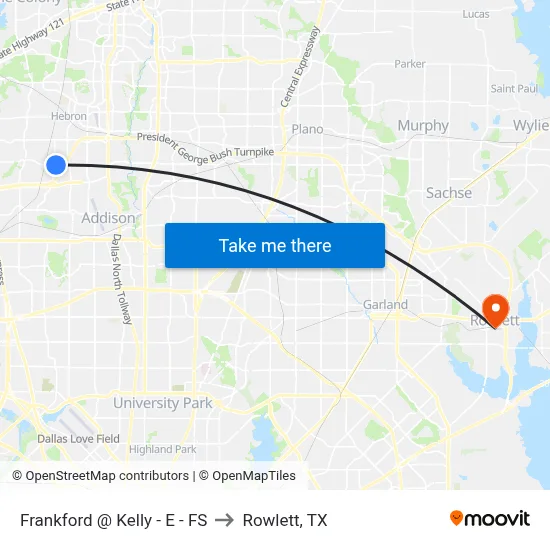 Frankford @ Kelly - E - FS to Rowlett, TX map