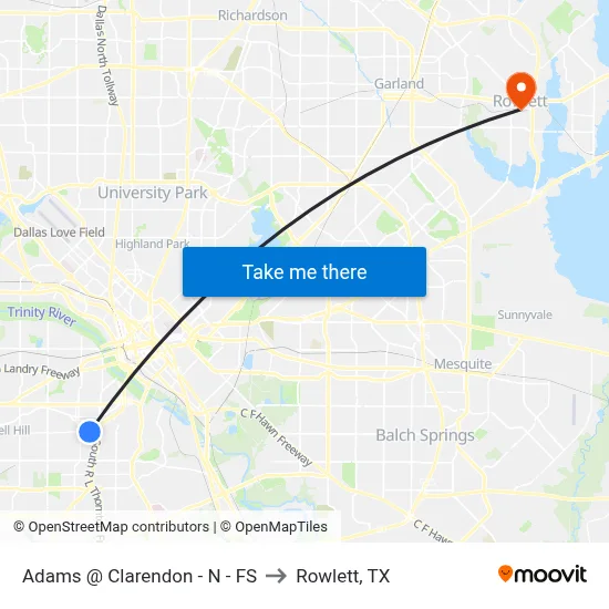 Adams @ Clarendon - N - FS to Rowlett, TX map