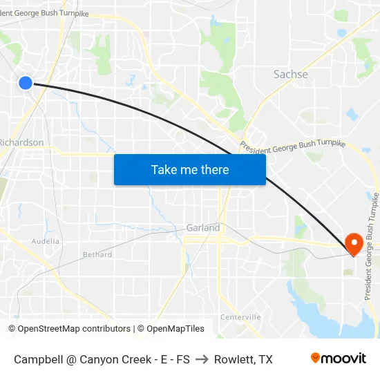 Campbell @ Canyon Creek - E - FS to Rowlett, TX map