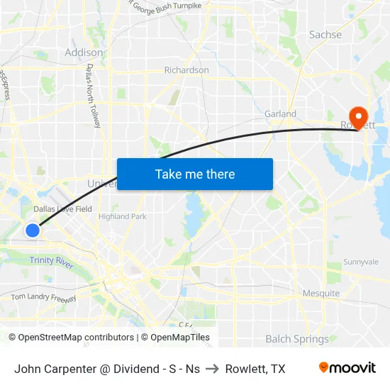 John Carpenter @ Dividend - S - Ns to Rowlett, TX map