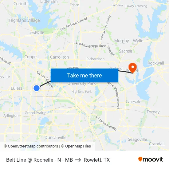 Belt Line @ Rochelle - N - MB to Rowlett, TX map