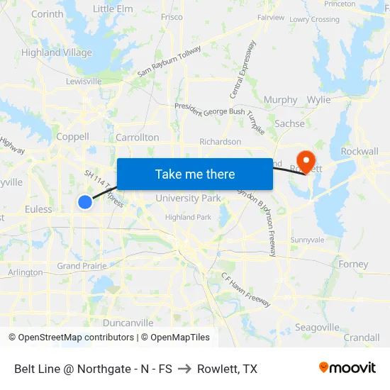 Belt Line @ Northgate - N - FS to Rowlett, TX map
