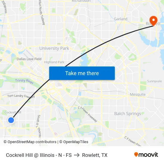 Cockrell Hill @ Illinois - N - FS to Rowlett, TX map