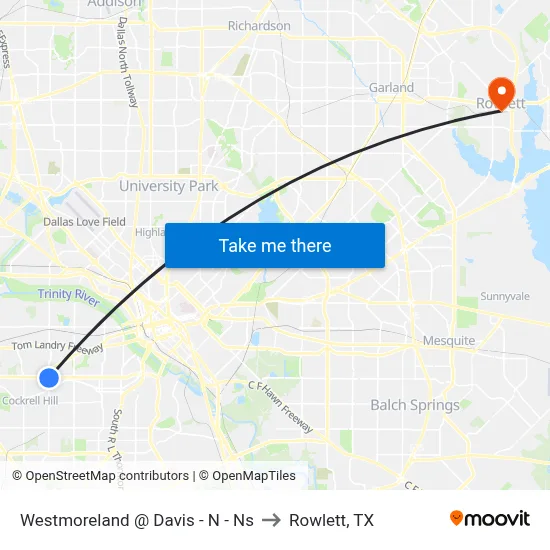 Westmoreland @ Davis - N - Ns to Rowlett, TX map