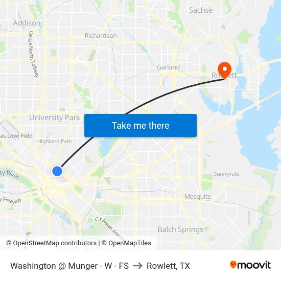 Washington @ Munger - W - FS to Rowlett, TX map